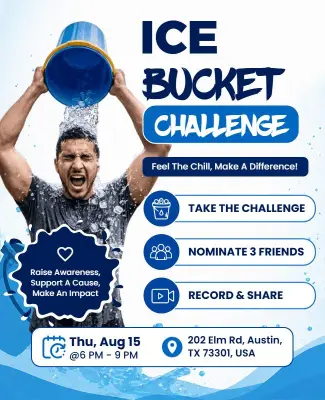 Charity Ice Bucket Challenge Event Flyer Template