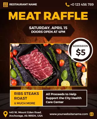 Charity Meat Raffle Event Flyer Template