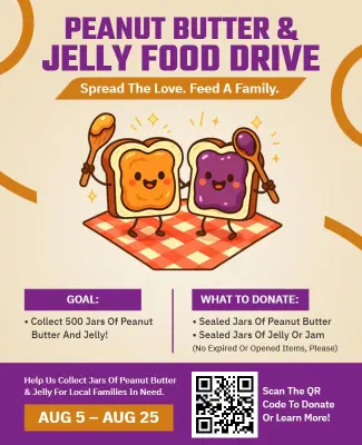 Charity Peanut Butter and Jelly Food Drive Flyer Template