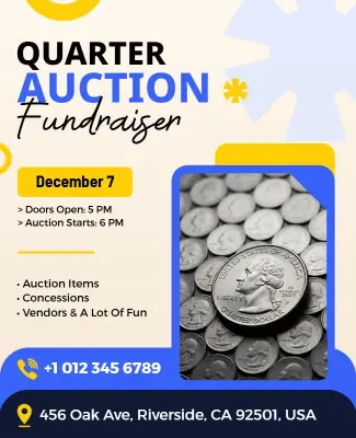Charity Quarter Auction Fundraiser Flyer Template