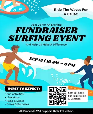 Charity Surfing Fundraiser Event Flyer Template