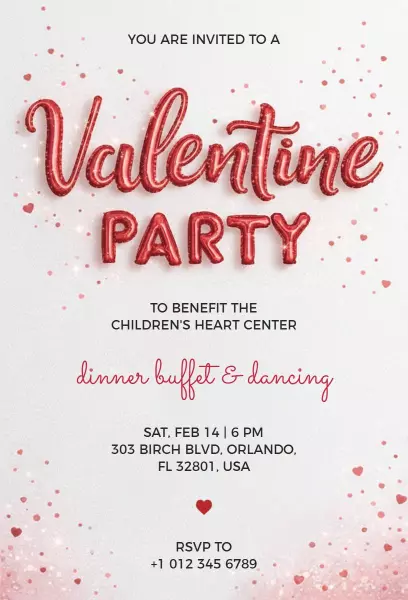 Charity Valentine's Day Dinner Dance Celebration Invitation Template