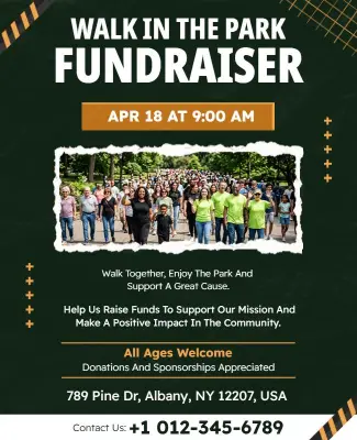 Charity Walk at the Park Fundraiser Flyer Template