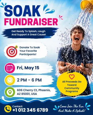 Charity Water Soak Fundraiser Event Flyer Template