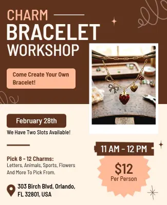 Charm Bracelet Crafting Workshop Flyer Template