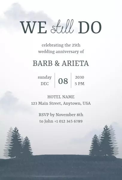 Charming 25th Wedding Anniversary Celebration Invitation Template