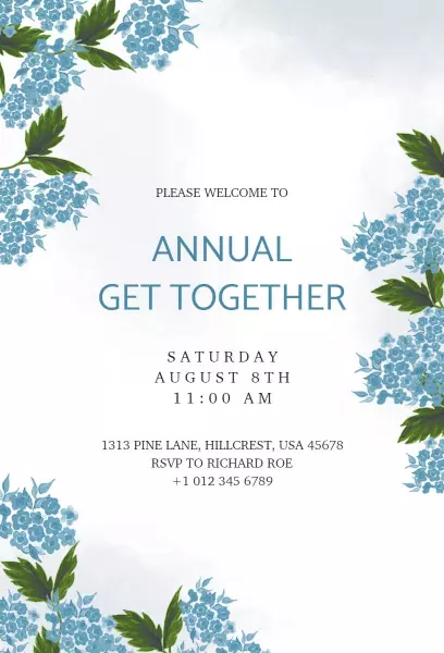Charming Annual Get Together Floral Gathering Invitation Template