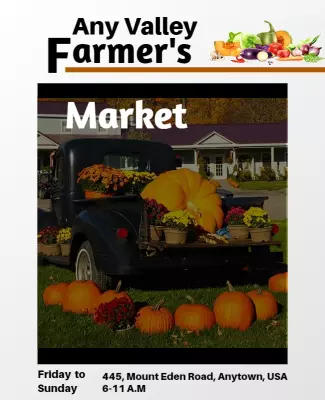 Charming Autumn Farmer's Market with Pumpkins Poster Template