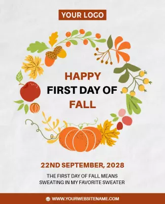 Charming Autumn Floral Decor for First Day of Fall Poster Template