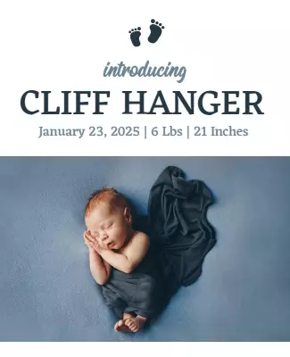 Charming Baby Announcement with Soft Blue Background Poster Template