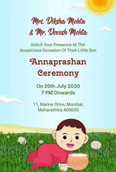 Charming Baby Boy Annaprashan Ceremony Invitation Template