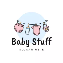 Charming Baby Essentials Displayed on a Clothesline Logo Template