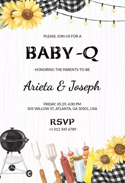Charming Baby-Q Outdoor Celebration Baby Shower Invitation Template