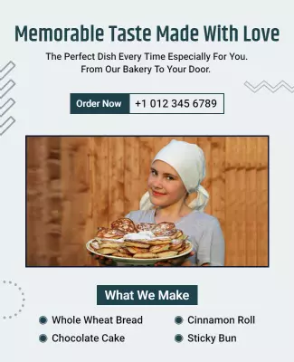 Charming Bakery Specialty Desserts Order Now Poster Template