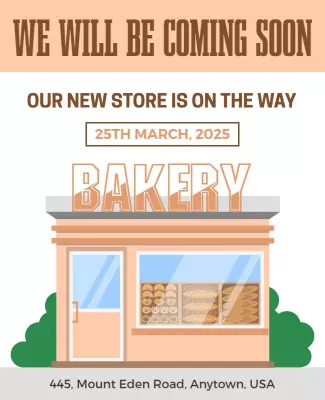 Charming Bakery Store Opening Announcement Poster Template
