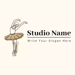 Charming Ballet Dancer in Elegant Pose Showcasing Ballet Art Logo Template