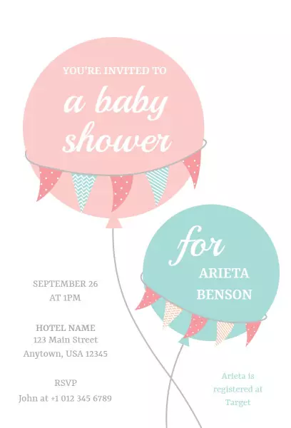 Charming Balloon Themed Baby Shower Invitation Template