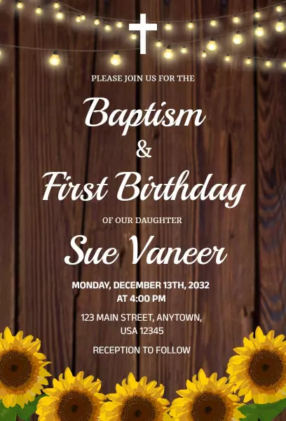 Charming Baptism and First Birthday Celebration Invitation Template
