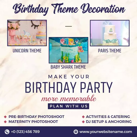 Charming Birthday Theme Decoration for Memorable Events Ad Template