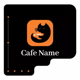 Charming Black and Orange Cat Cafe Logo for Cozy Atmosphere Logo Template