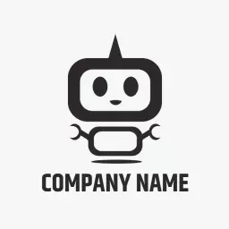 Charming Black Robot Design for Innovative Tech Solutions Logo Template
