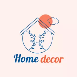Charming Blue and Orange Floral Home Decor Logo Template