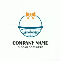 Charming Blue and Orange Gift Hamper Design Logo Template