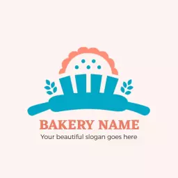 Charming Blue and Pink Bakery Design with Fresh Breads Logo Template