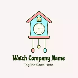 Charming Blue and Pink Cuckoo Clock Inspired Watch Logo Template