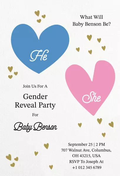 Charming Blue and Pink Gender Reveal Party Invitation Template