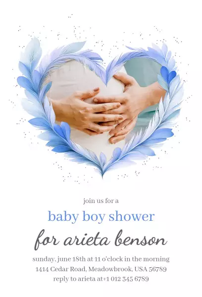 Charming Blue Baby Boy Shower Celebration Invitation Template