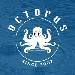 Charming Blue Background Featuring Fun Cartoon Octopus Logo Template