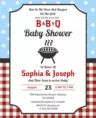 Charming Blue BBQ Baby Shower Celebration Poster Template