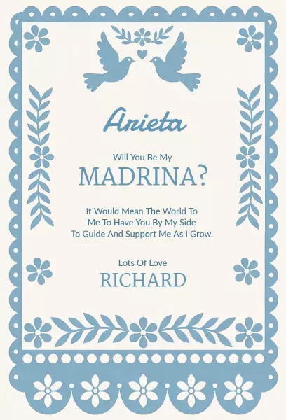Charming Blue Bird Fiesta Godparent Invitation Template