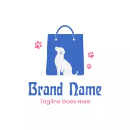 Charming Blue Design Featuring a Playful Dog Logo Template