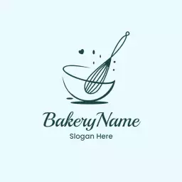 Charming Blue Design Featuring Whisk and Bowl Bakery Logo Template