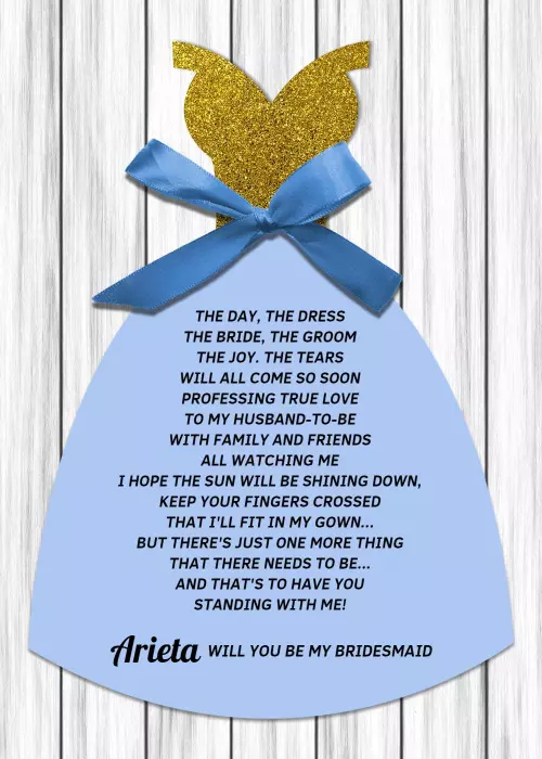 Charming Blue Dress Theme Bridesmaid Invitation Template