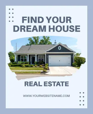 Charming Blue Home Search for Your Ideal Property Poster Template