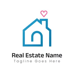 Charming Blue House Design Representing Real Estate Services Logo Template
