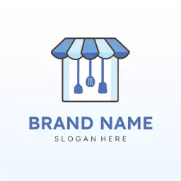 Charming Blue Kitchenware Stand with Cooking Utensils Logo Template