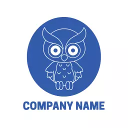 Charming Blue Owl Design Representing Wisdom and Knowledge Logo Template