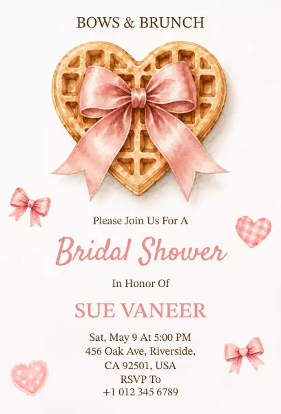 Charming Bows and Brunch Bridal Shower Invitation Template