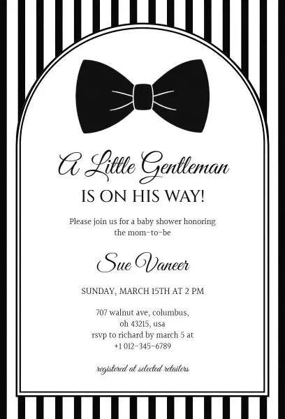 Charming Bowtie Elegant Baby Shower Invitation Template