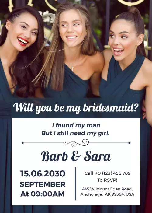 Charming Bridesmaid Request Stylish Proposal Invitation Template