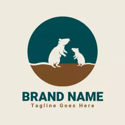 Charming Brown and Teal Rat Family Embracing Connection Logo Template