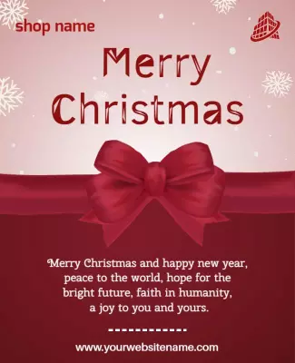 Charming Burgundy Holiday Greeting Card Design Poster Template