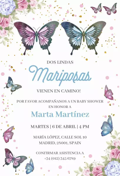 Charming Butterfly Theme Baby Shower Celebration Invitation Template