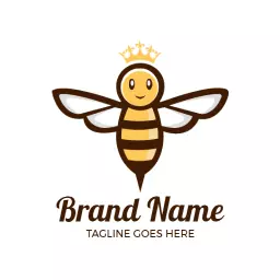 Charming Cartoon Honeybee Character with a Crown Logo Template