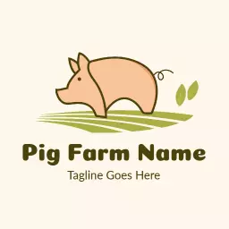 Charming Cartoon Pig Representing Sustainable Pig Farm Logo Template