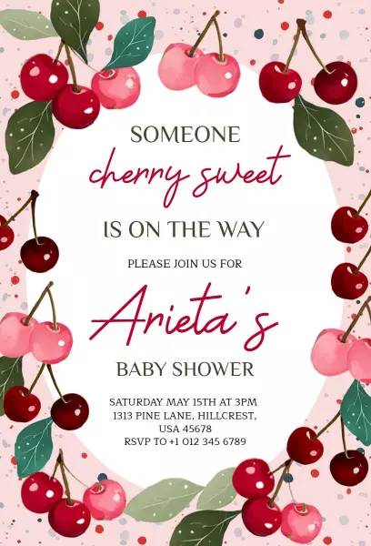 Charming Cherry Blossom Baby Shower Celebration Invitation Template